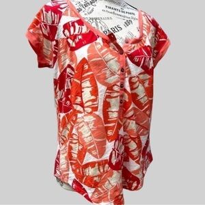 Lucky Brand Tropical Leaves Summer Top